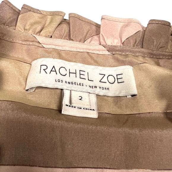 Rachel Zoe Blouse Striped Tassel Tie Front Top Brown Tan Cream Women's‎ 2 Shirt - Picture 2 of 14